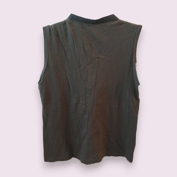 🔥LAST CHANCE! 5 for $15 Slate Grey Sleeveless V-Neck Ruffles Top XSP Tank - Picture 5 of 6